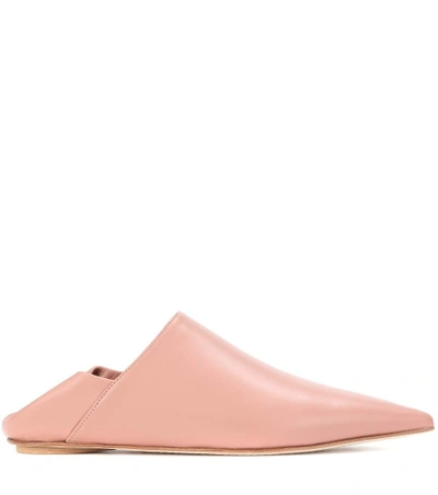 Shop Marni Leather Slippers In Pink