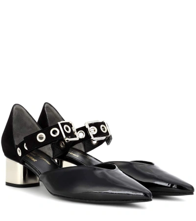 Self-portrait X Robert Clergerie Sasa Patent Leather And Suede Pumps In Black