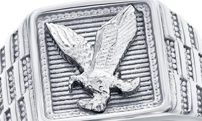 Blackjack Eagle Signet Ring In Silver
