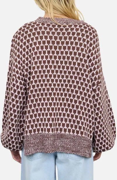 Blu Pepper Geometric Pattern Relaxed Sweater In Multi