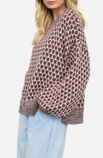 Blu Pepper Geometric Pattern Relaxed Sweater In Multi
