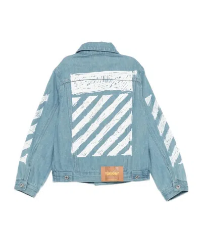 Off-white Printed Denim Jacket In Blue