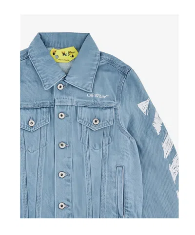 Off-white Printed Denim Jacket In Blue