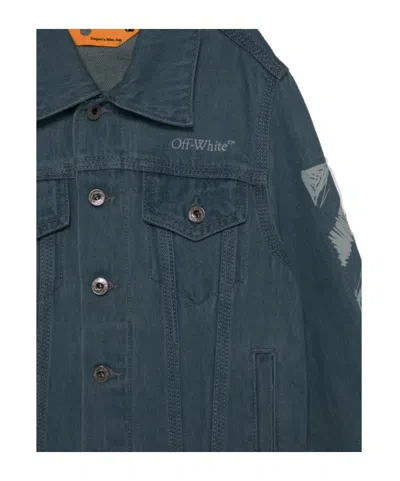 Off-white Printed Denim Jacket In Blue