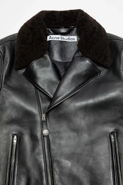 Acne Studios Leather Biker Jacket In Black