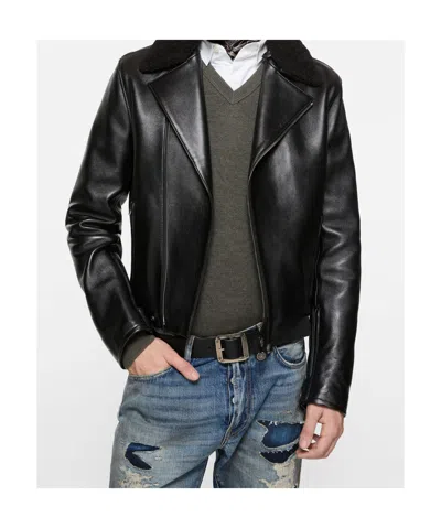 Acne Studios Leather Biker Jacket In Black