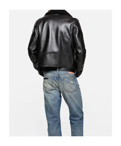 Acne Studios Leather Biker Jacket In Black