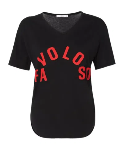 Fendi X Mirella Bentivoglio Archive Favoloso Slogan-print T-shirt In Black