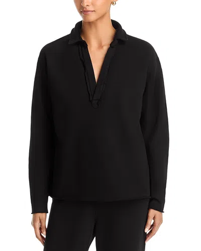 Frank & Eileen Patrick Cotton Collared Sweatshirt In Black