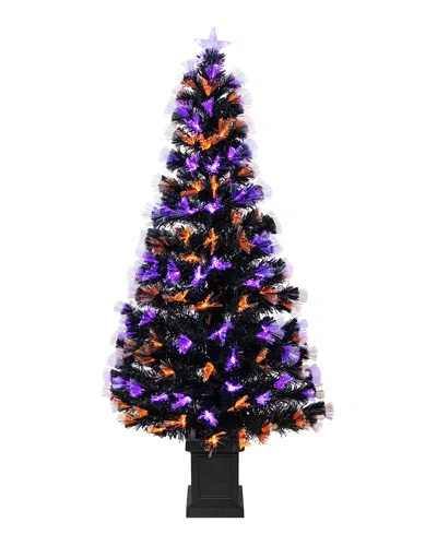 Northlight 8-function Fiber Optic Artificial Pine Potted Halloween Tree In Multi