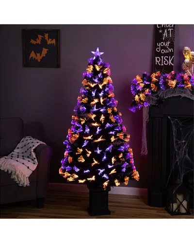 Northlight 8-function Fiber Optic Artificial Pine Potted Halloween Tree In Multi