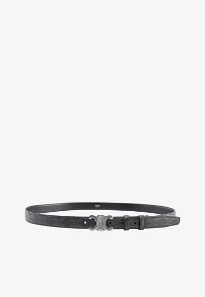 Celine Triomphe Coated Canvas Belt In Black