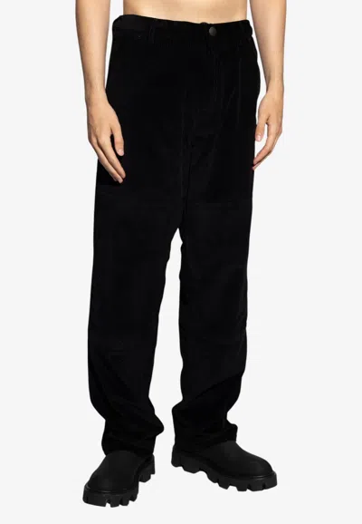 Moncler Textured Corduroy Pants In Black