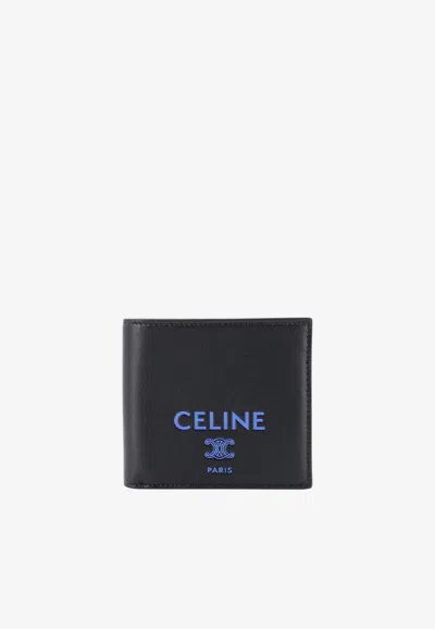 Celine Logo Print Bi-fold Wallet In Black