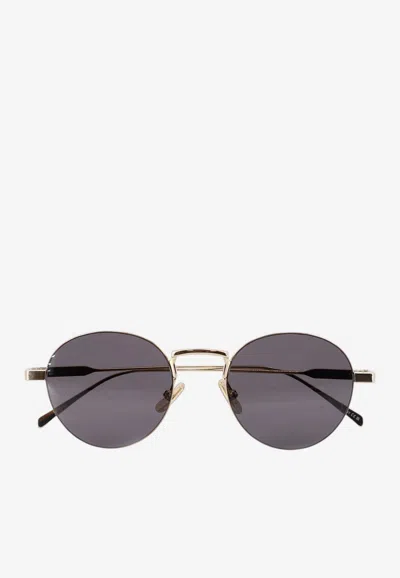 Celine Round-frame Logo Sunglasses In Gray