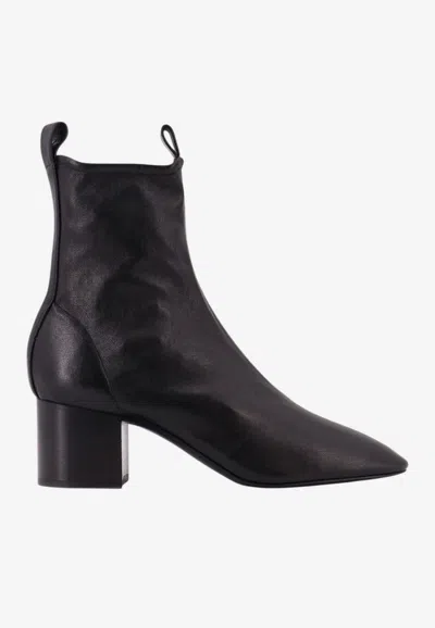 Celine Chic Zip Ankle Boot With Lambskin Stretch In Black