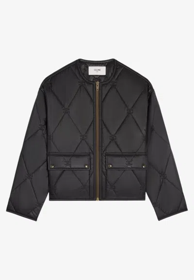 Celine Quilted Zip Jacket In Black