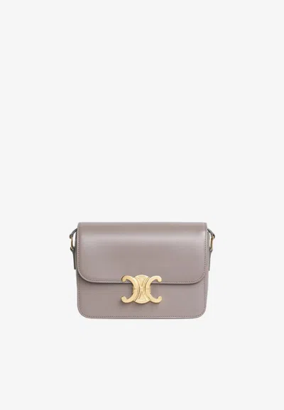 Celine Teen Triomphe Crossbody Bag In Gray