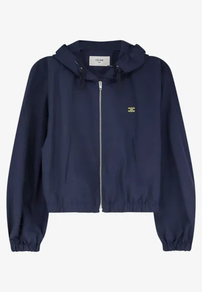 Celine Technical Fabric Wind Jacket With Triomphe Logo In Blue