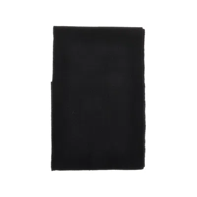 Ami Alexandre Mattiussi Ami Paris Ami De Coeur Wool Scarf With Fringed Edges In Black