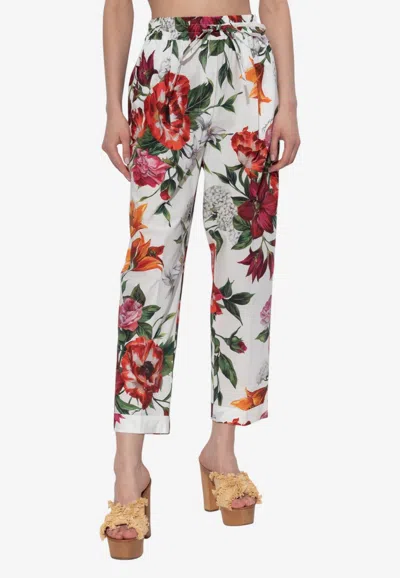 Dolce & Gabbana Elasticated Waist Floral Print Trousers In Multi