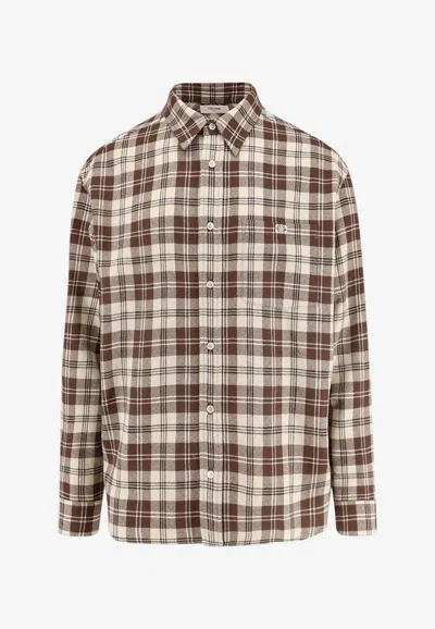 Celine Madras Check Button Shirt In Multi