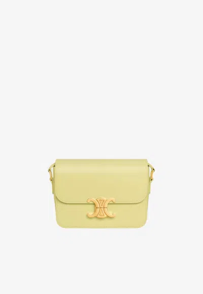 Celine Women Teen Triomphe Leather Crossbody Bag In Yellow
