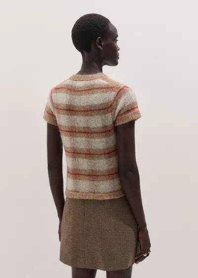 Me+em Lofty Check Baby Tee Camel Multi In Multi
