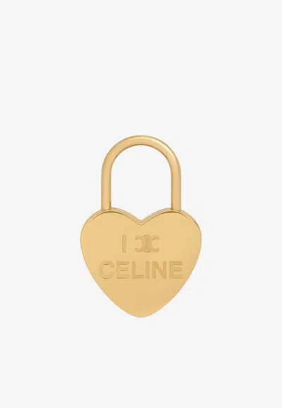 Celine Heart-shaped Padlock Bag Charm In Gold