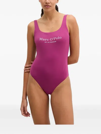 LOGO-PRINT SCOOP-NECK SWIMSUIT