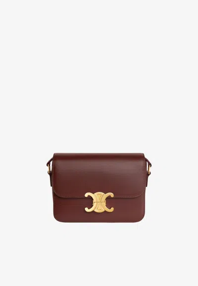 Celine Teen Triomphe Crossbody Bag In Bordeaux