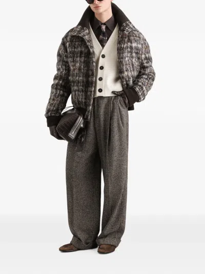 Dolce & Gabbana Check-pattern Bomber Jacket In Multi