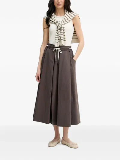 DRAWSTRING-WAIST MIDI SKIRT