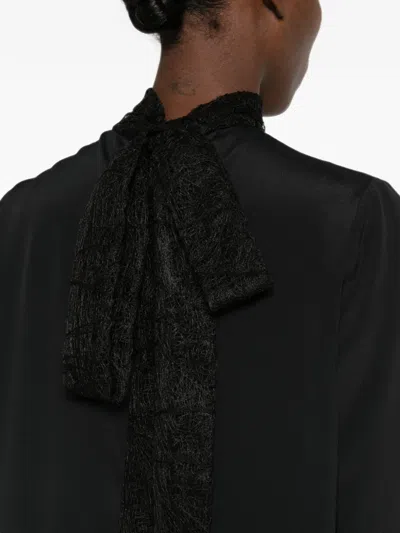 LACE-PANELLED BOW-DETAIL BLOUSE