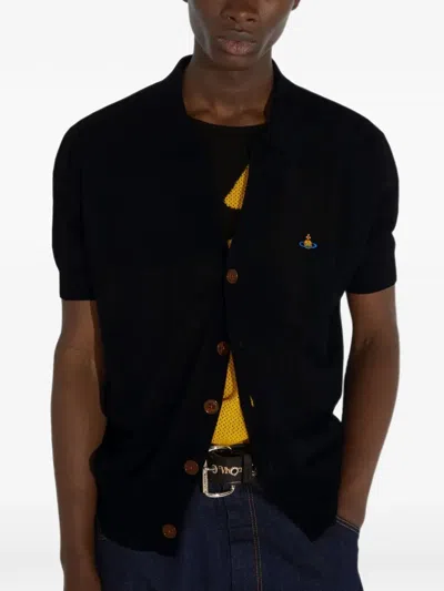 ORB-EMBROIDERED POLO CARDIGAN