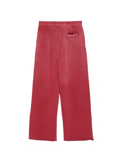FADED-WASH RAW-CUT TRACK PANTS