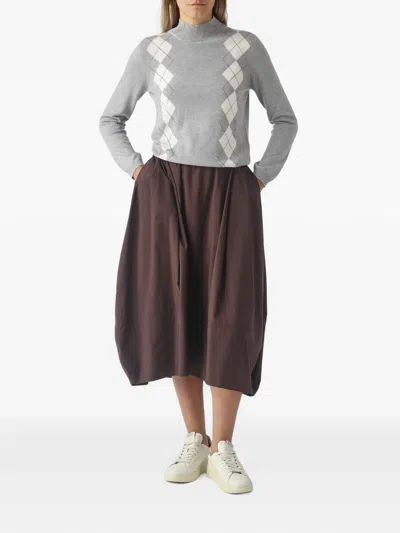 DRAWSTRING BALLOON MIDI SKIRT