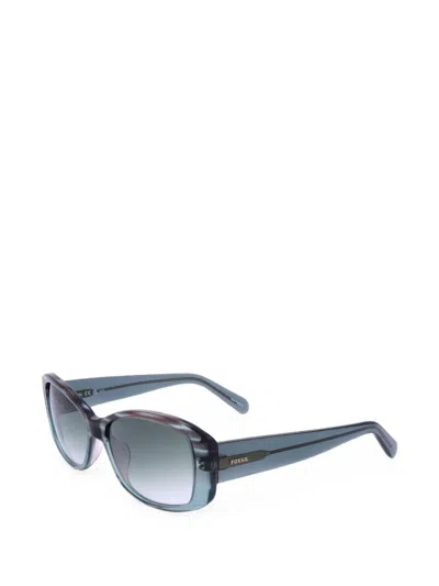 Fossil Gradient-lens Rectangle-frame Sunglasses In Blue