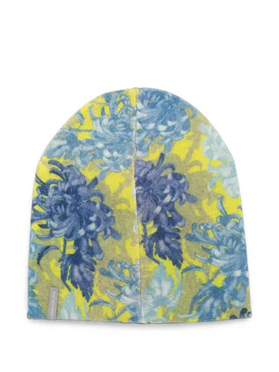 FLORAL-PRINT CASHMERE BEANIE HAT