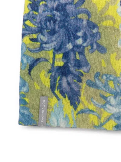 FLORAL-PRINT CASHMERE BEANIE HAT