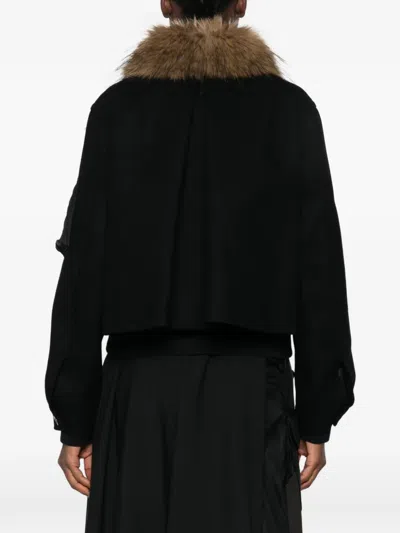 FAUX-FUR TRIM WOOL JACKET