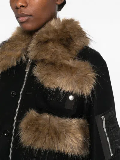 FAUX-FUR TRIM WOOL JACKET