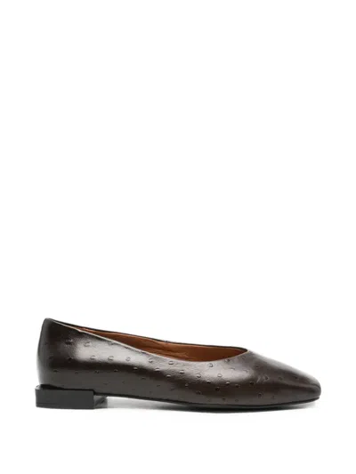 TIYU OSTRICH-EFFECT LEATHER BALLET FLATS