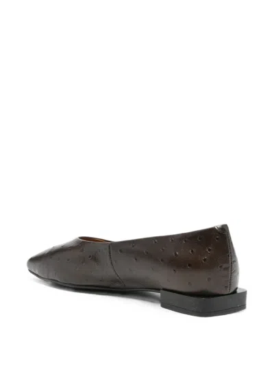 TIYU OSTRICH-EFFECT LEATHER BALLET FLATS