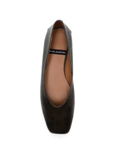TIYU OSTRICH-EFFECT LEATHER BALLET FLATS