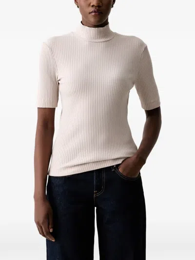 RIBBED-KNIT HIGH-NECK T-SHIRT