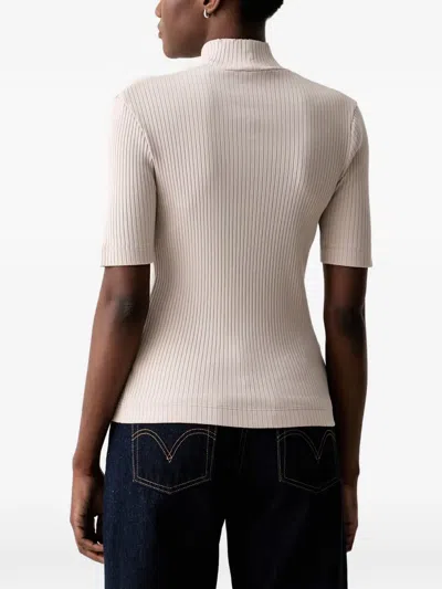 RIBBED-KNIT HIGH-NECK T-SHIRT