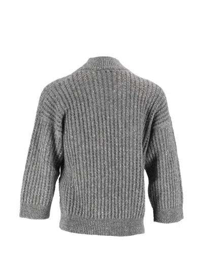 SEQUIN-EMBELLISHED RIBBED-KNIT SWEATER