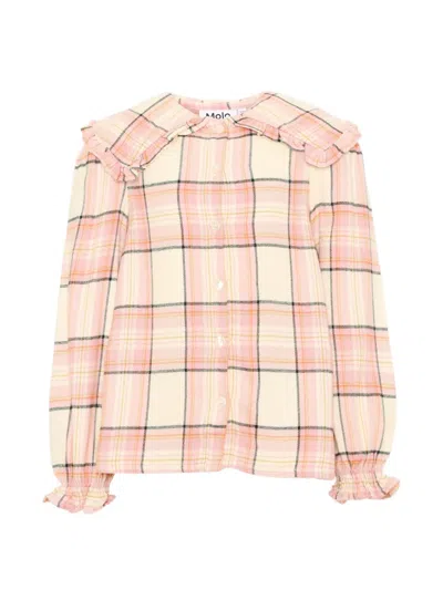 ROLANDA RUFFLED-COLLAR CHECKED SHIRT