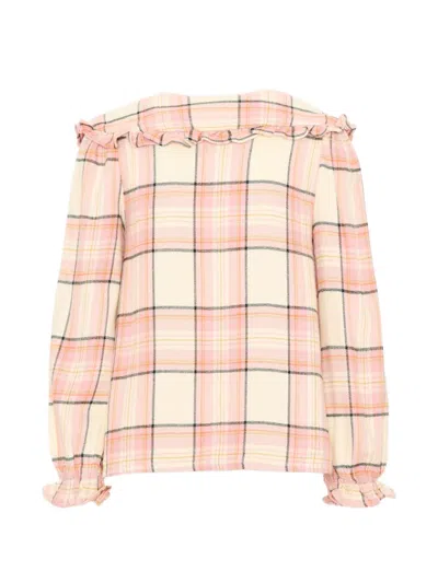 ROLANDA RUFFLED-COLLAR CHECKED SHIRT